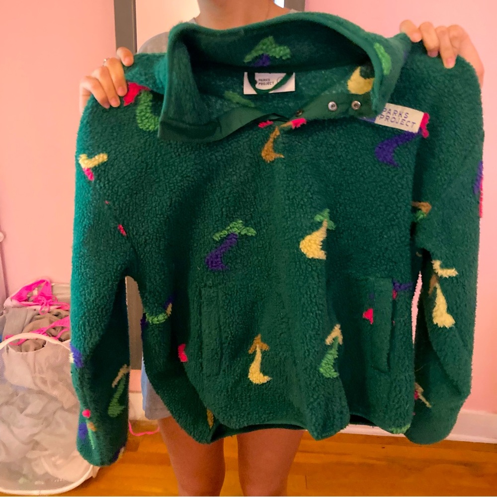 Green Parks Project Urban Outfitters Dancing Shrooms Fleece Sweatshirt